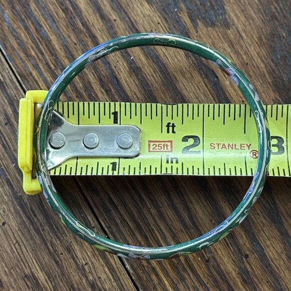 5 Floral Cloisonne Enamel Bangle Bracelets Red, Green, White, Black, Ivory - Picture 5 of 7